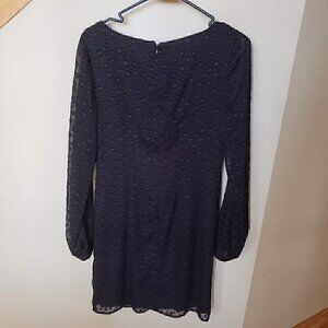 Ann Taylor Black Dot Party Shift Dress  with Sheer Sleeves Size 0